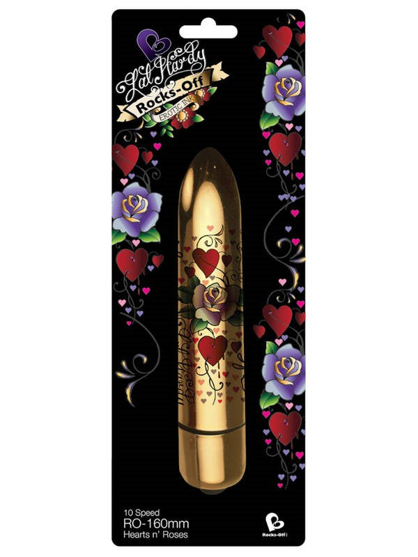 Rocks Off Erotic Ink 160mm 10 Speed Hearts n Bullet Vibrators Roses Bullet Vibrators