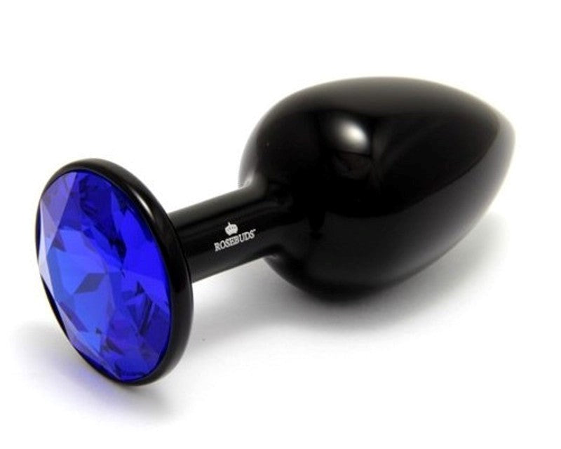 Rosebuds Black Aluminium Medium Blue Plug Luxury Sex Toys