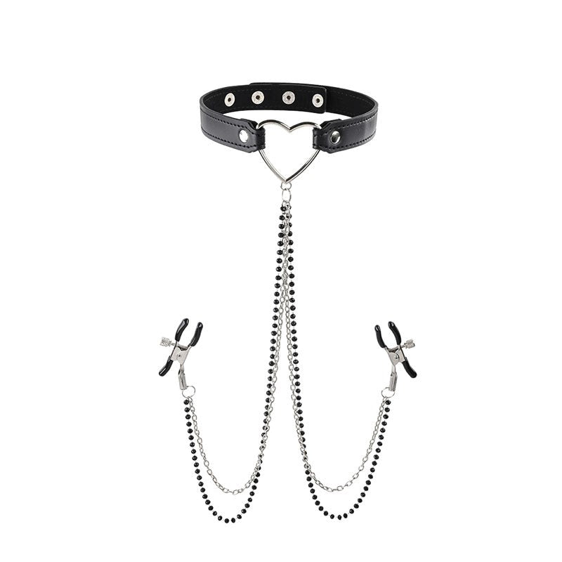 Sensual Amor Collar and Nipple Clamp Set Collars and Leads