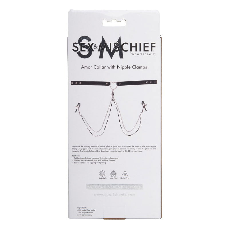 Sensual Amor Collar and Nipple Clamp Set Collars and Leads