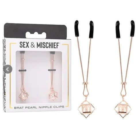 Sophisticated S&M Brat Pearl Nipple Clamps - Customizable Pleasure Nipple and Clit Clamps