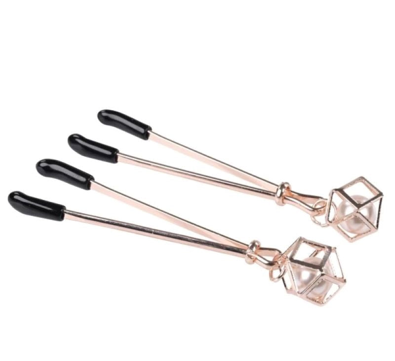 Sophisticated S&M Brat Pearl Nipple Clamps - Customizable Pleasure Nipple and Clit Clamps