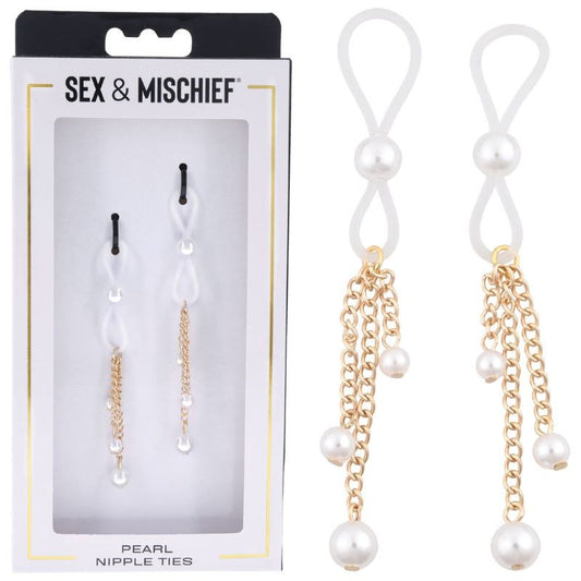 S&M Pearl Nipple Ties - Adjustable, Alluring, and Adored Nipple and Clit Clamps