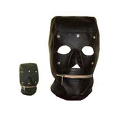 Serious Bondage Hood with Mouth Zipper Leather Bondage Hoods