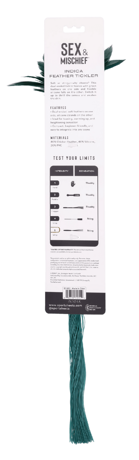 Sex & Mischief Indica Feather Tickler Whip Green - Whips And Crops