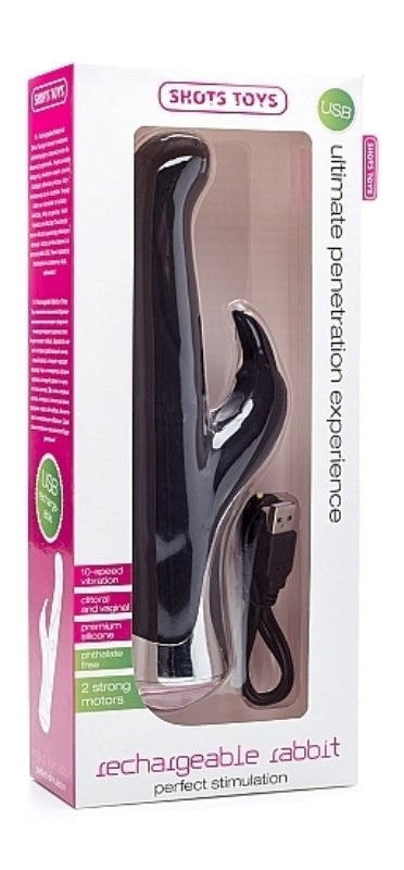 Shots Toys Rechargeable Rabbit Black Rabbit Vibrators