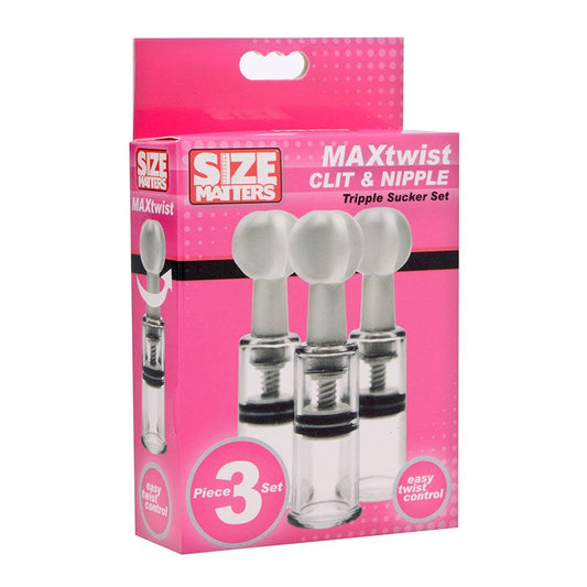 Size Matters Max Twist Clit and Nipple Tripple Sucker Set - Nipple and Clit Clamps