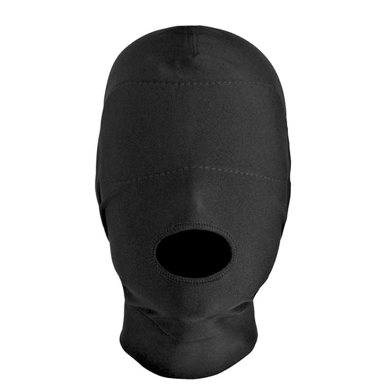 Spandex Open Mouth Hood With Padded Blindfold Bondage Hoods