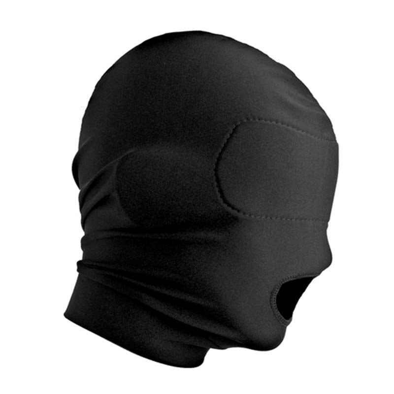 Spandex Open Mouth Hood With Padded Blindfold Bondage Hoods