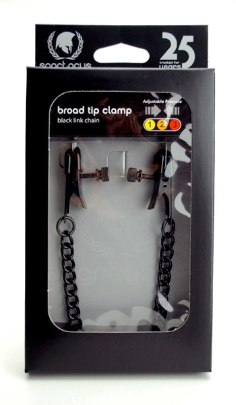 Spartacus Adjustable Broad Tip Nipple Clamps with Link Chain Nipple and Clit Clamps