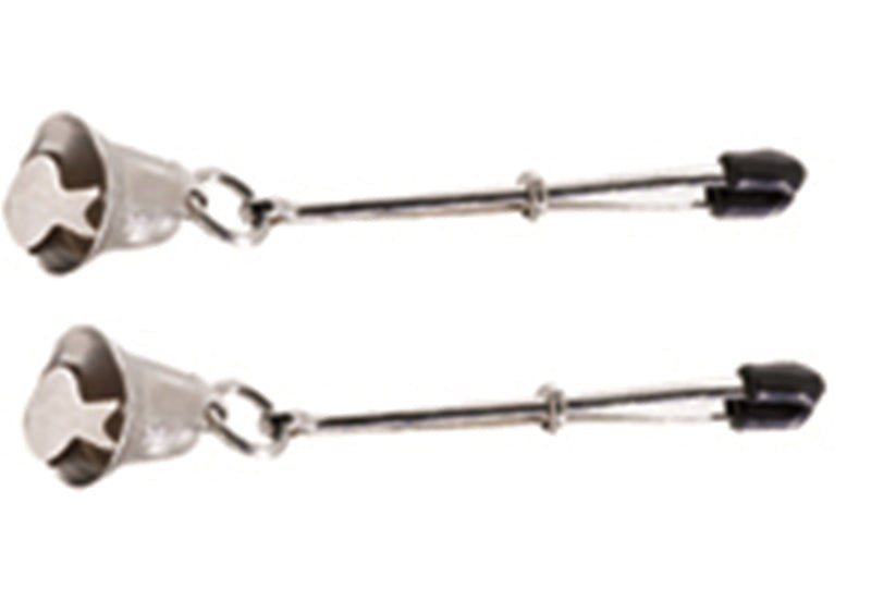 Spartacus Adjustable Tweezer Clamps with Hanging Bell Nipple and Clit Clamps