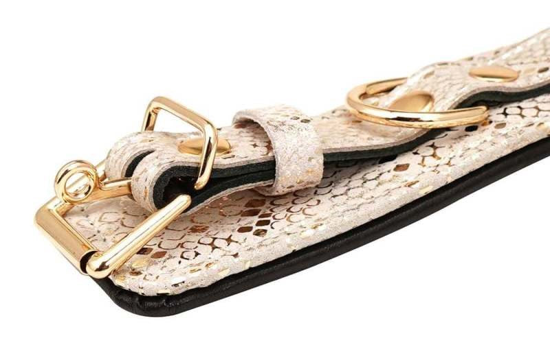 Spartacus White Snake Print Microfiber Wrist Restraints Cuffs and Restraints