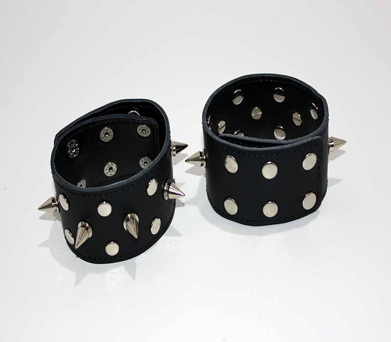 Spiked Leather Ankle Cuffs With Studs Collars and Leads