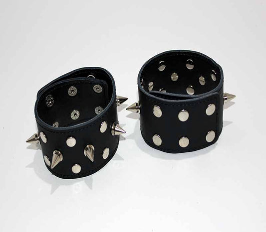 Spiked Leather Ankle Cuffs With Studs Collars and Leads