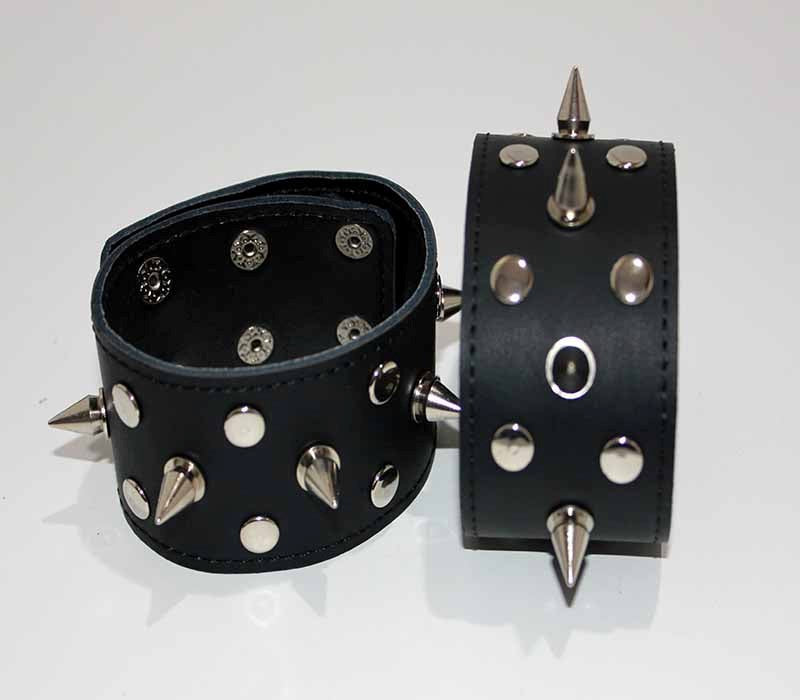Spiked Leather Ankle Cuffs With Studs Collars and Leads