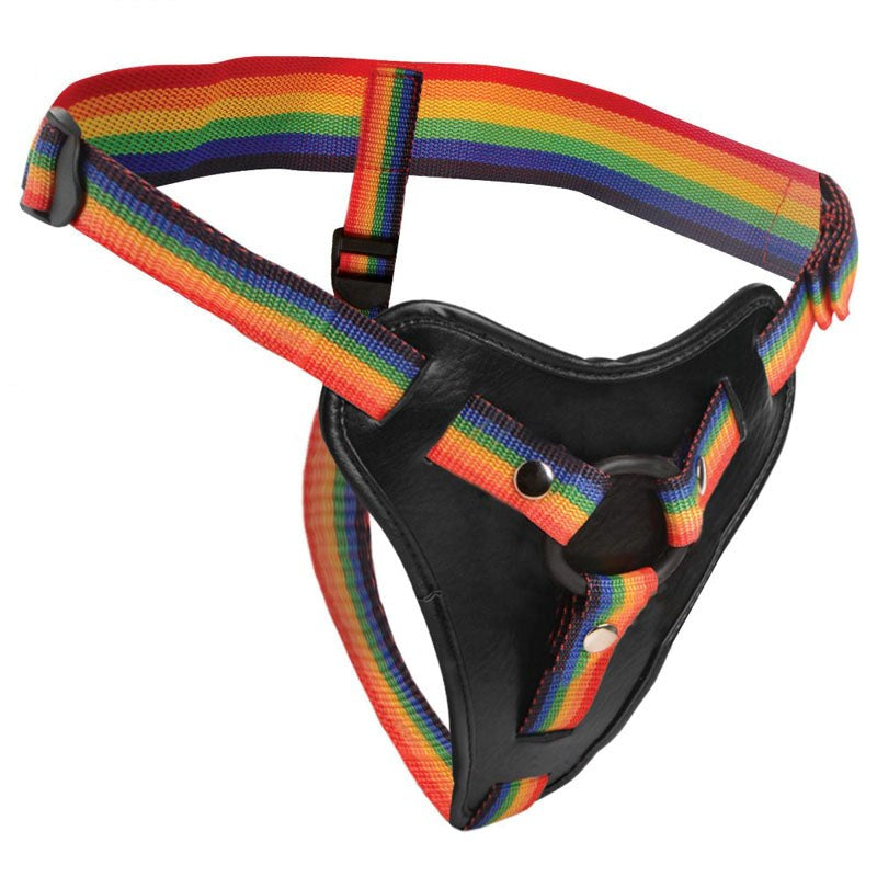 XR Brands' Vibrant Rainbow Strap-On Harness - Style, Comfort, and Support Strap On Sextoys