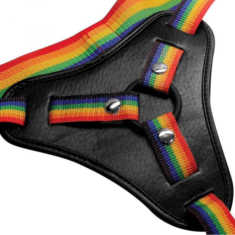 XR Brands' Vibrant Rainbow Strap-On Harness - Style, Comfort, and Support Strap On Sextoys