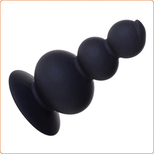 Suction 3 Silicone Ball Anal Beads Black - Anal Beads and Balls