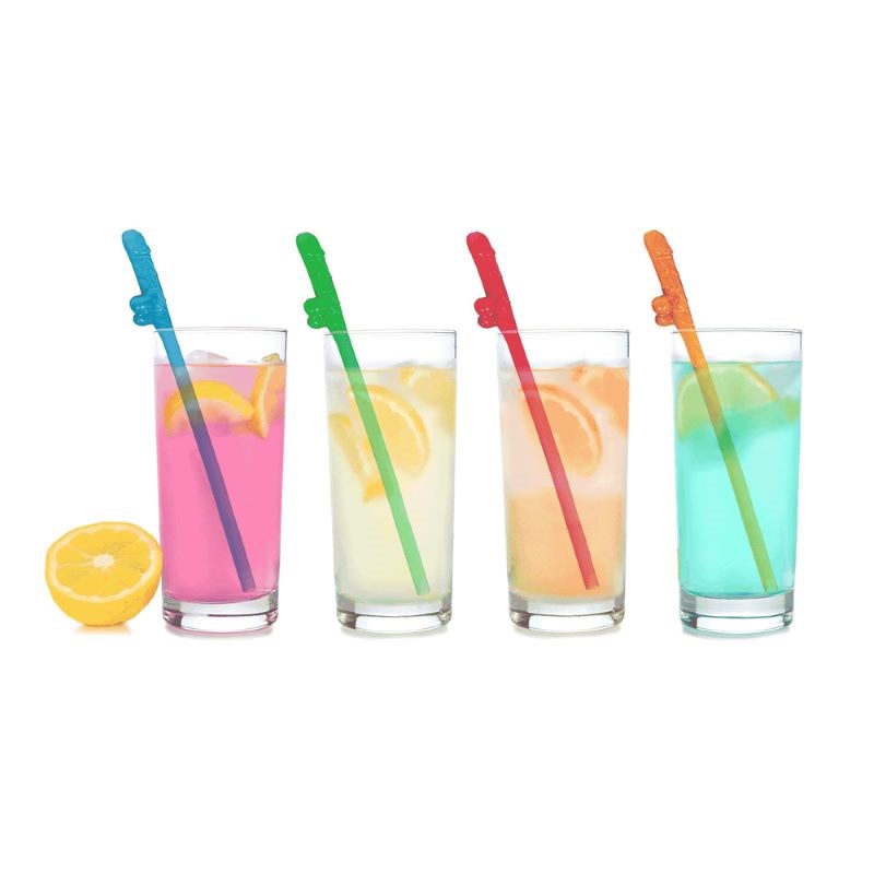 Super Fun Penis Party Straws - Multicolour 8 Pack Bachelorette and Bucks