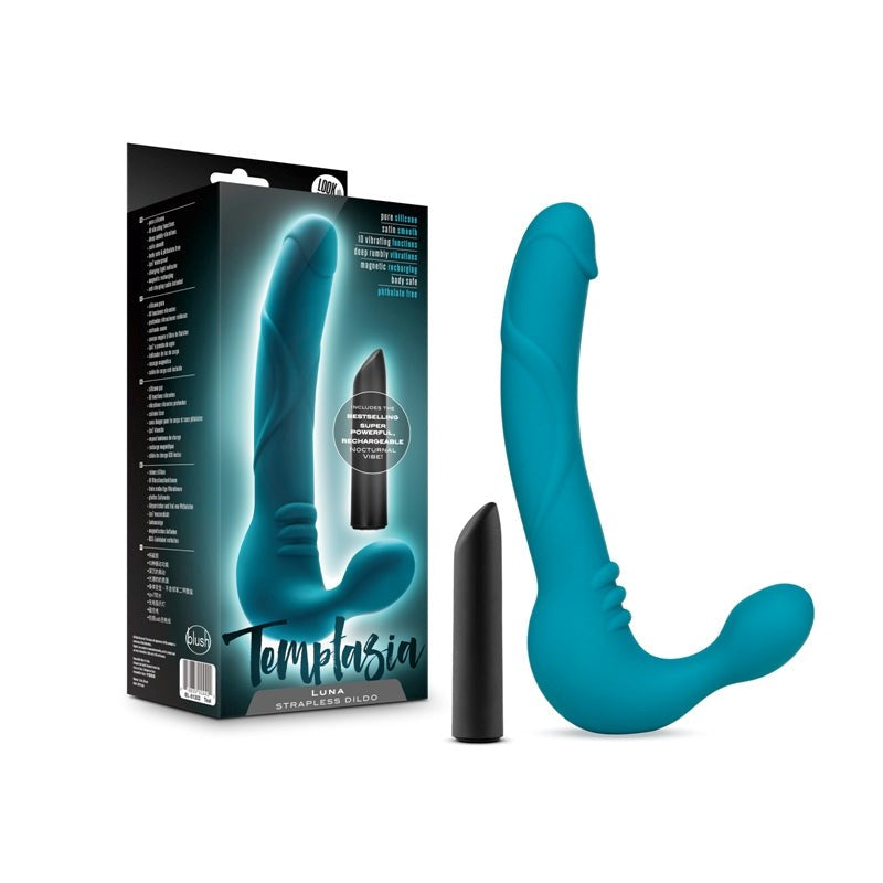 Temptasia Luna Strapless Silicone Dildo Teal Strap On Sextoys
