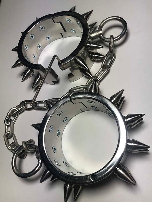 Unisex Spiked Leg Irons Cuffs and Restraints