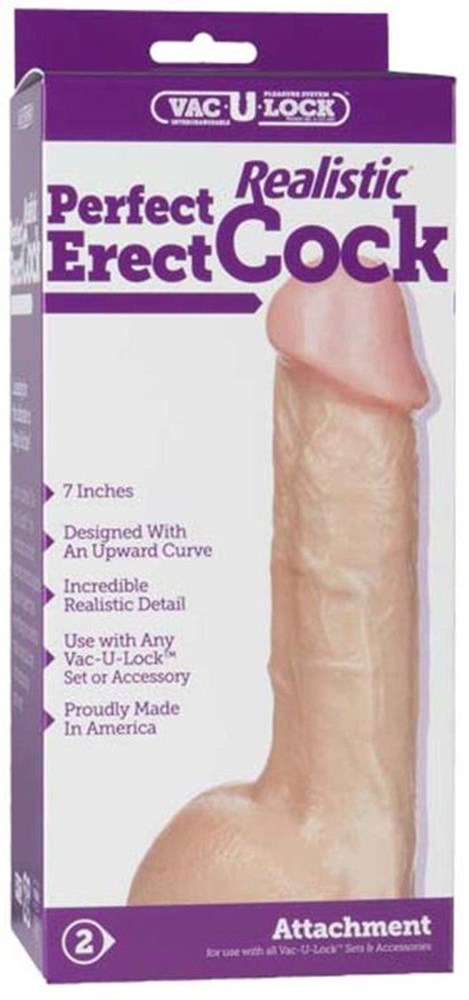 Vac-U-Lock 7 inch Realistic Perfect Erect Cock - Realistic Dildos