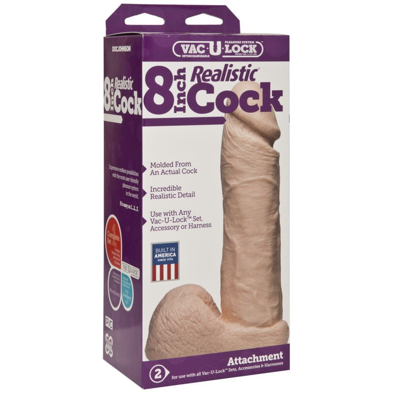 Vac-U-Lock 8 Realistic White Cock - Unmatched Pleasure Awaits Realistic Dildos