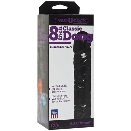 Vac-U-Lock Code Black 8 inch Classic Dong - Realistic Dildos