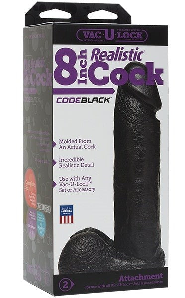 Vac-U-Lock Code Black 8 inch Realistic Cock Strap On Sextoys