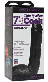 Vac-U-Lock Code Black Thin 7.5 inch Realistic Cock Strap On Sextoys