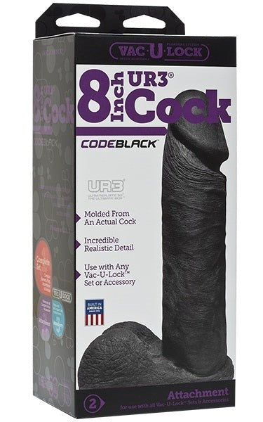 Vac-U-Lock Code Black UR3 8 inch Realistic Cock - Strap On Sextoys