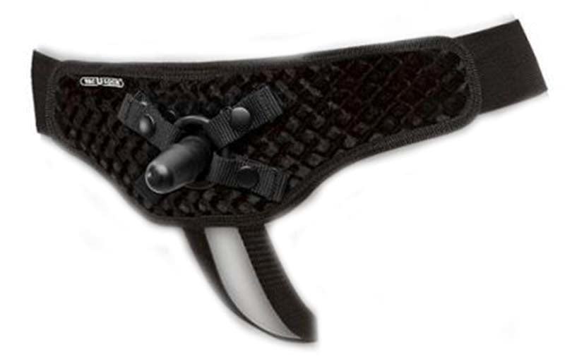 Vac-U-Lock Crotchless Velvet Harness with Plug Strap On Sextoys
