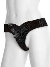 Vac-U-Lock EZ Rider Thong Velvet Harness with Plug Black Strap On Sextoys