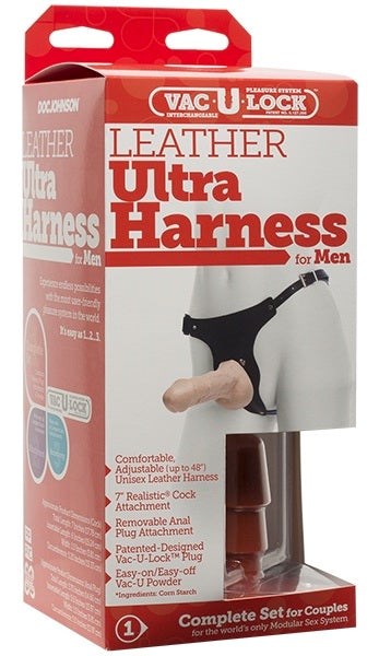 Vac-U-Lock Leather Strap-On for Men - Strap On Sextoys