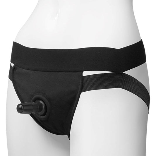 Vac-U-Lock Panty Harness Plug Dual Strap L/XL Black - Strap On Sextoys
