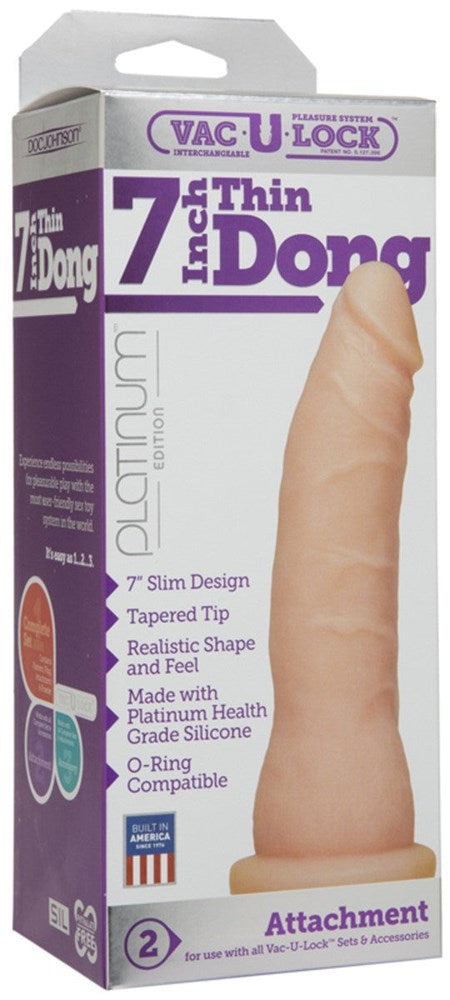 Vac-U-Lock Platinum Edition 7 inch Thin Dong Vanilla - Realistic Dildos