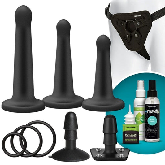 Vac-U-Lock Silicone Pegging Set Black - Strap On Sextoys