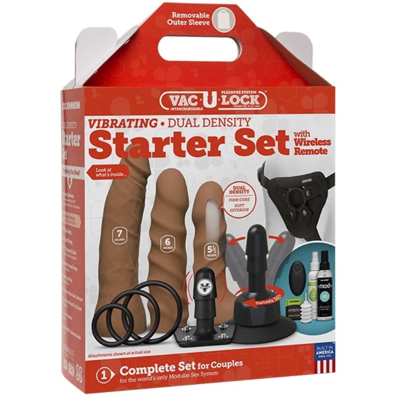 Vac-U-Lock Vibrating Dual Density Starter Set Caramel Strap On Sextoys