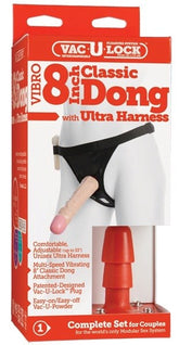 Vac-U-Lock Vibrating Sex Harness with 8" Cock Flesh Strap On Sextoys