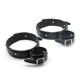ViolentDelights Thigh and Wrist Restraints Black Leather Cuffs and Restraints