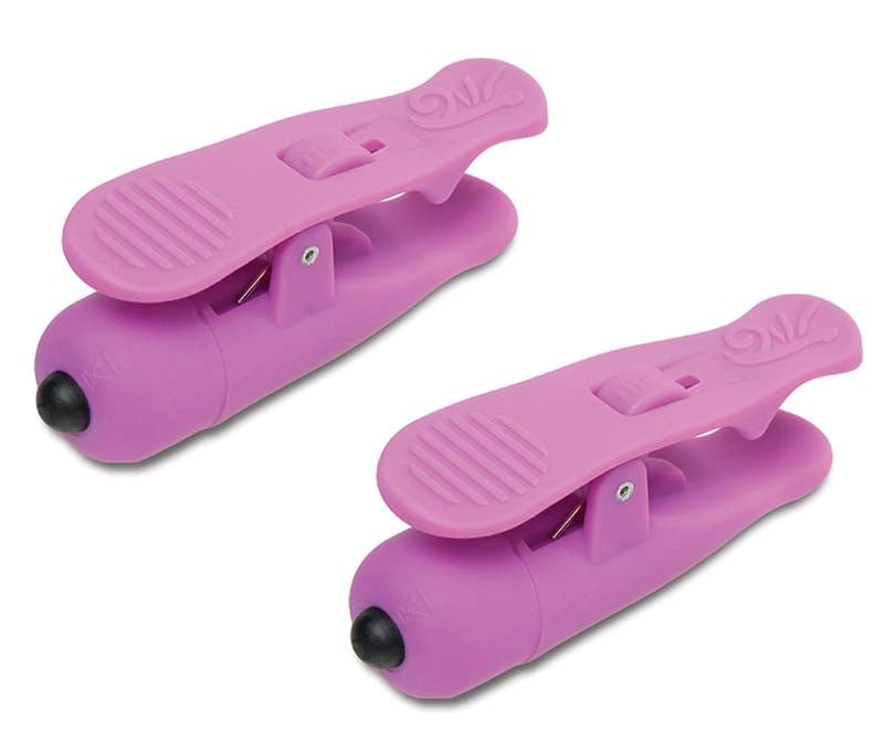 Pipedream Wireless Vibrating Nipple Clamps Purple Nipple and Clit Clamps