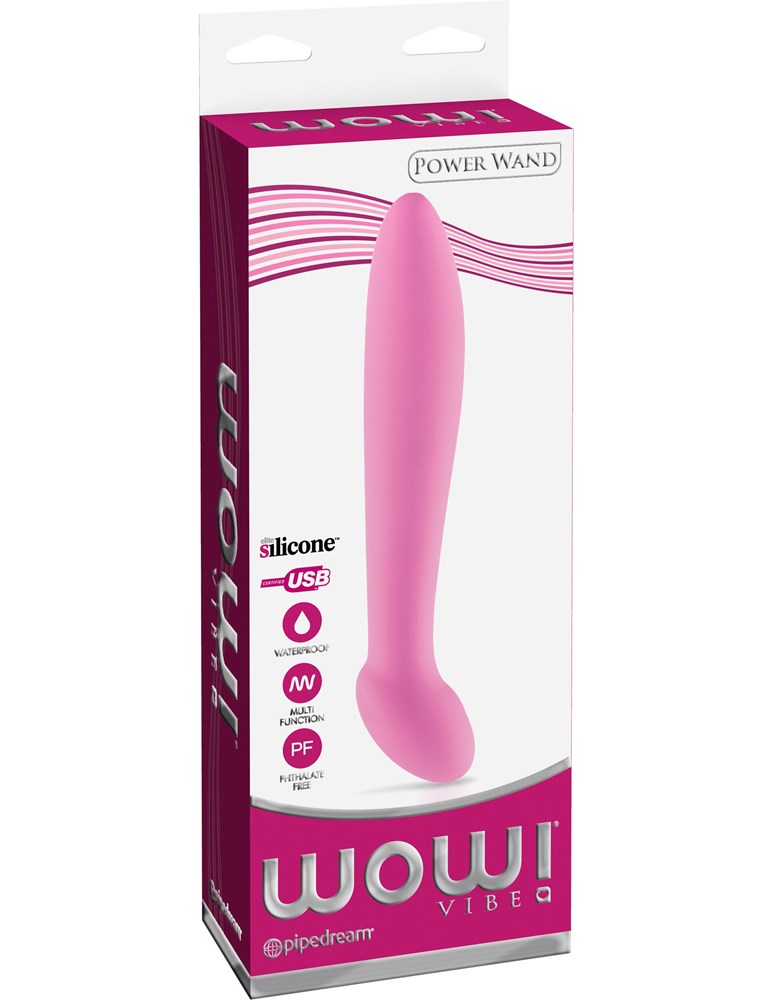 Pipedream Wow! 10 Functions Power Wand Massager Pink Waterproof Vibrators