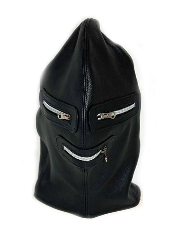 Zip It Leather BDSM Hood Bondage Hoods
