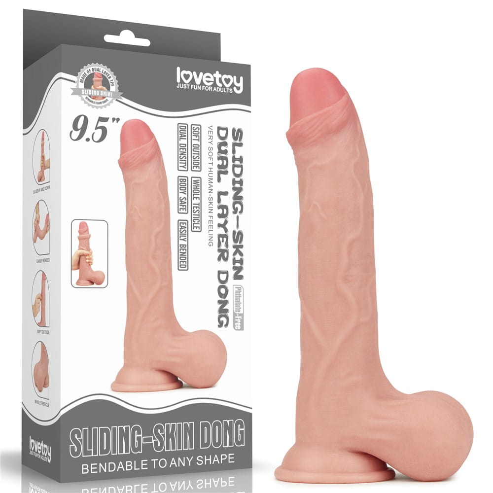 Lovetoy Sliding Skin Dual Layer Flexible Skin Realistic Dong Realistic Dildos