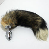 Funky Fox Tail & Metal Anal Plug Steel Sex Toys