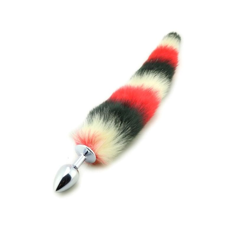 Colorful Fox Tail Metal Anal Plug Medium Steel Sex Toys
