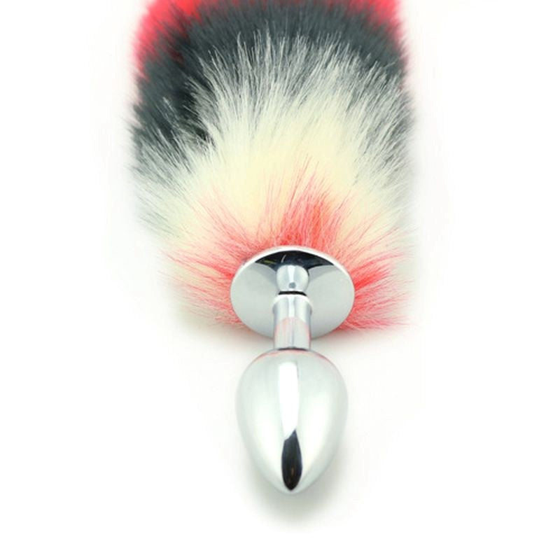 Colorful Fox Tail Metal Anal Plug Medium Steel Sex Toys