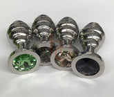 Ribbed Jewelled Butt Plug Large Smoke Steel Sex Toys