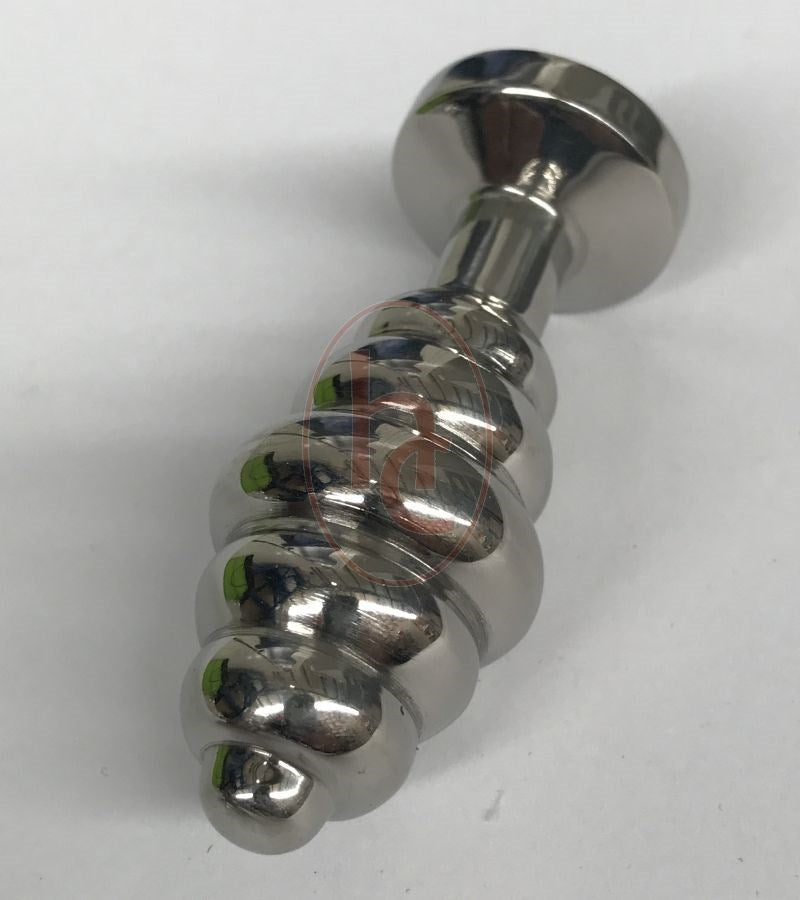 Ribbed Jewelled Medium Butt Plug Champagne Steel Sex Toys