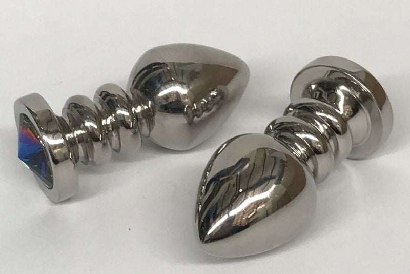 Ribbler Metal Jeweled Medium Butt Plug Rainbow Steel Sex Toys
